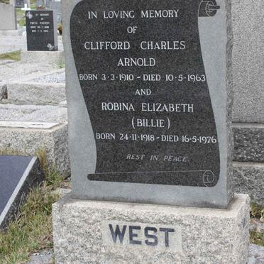 WEST Clifford Charles Arnold 1910-1963 &amp; Robina Elizabeth 1918-1976