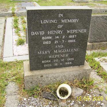 WEPENER David Henry 1897-1965 &amp; Mary Magdalene 1905-1988
