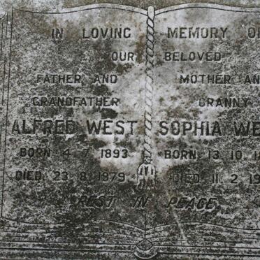 WEST Alfred 1893-1979 &amp; Sophia 1896-1979