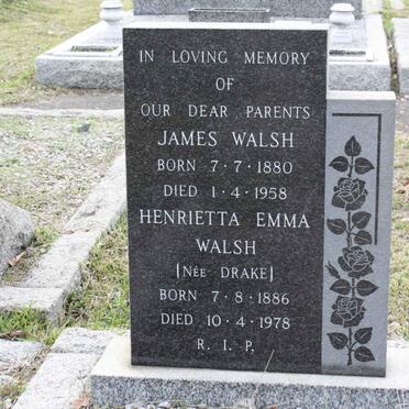WALSH James 1880-1958 &amp; Henrietta Emma DRAKE 1886-1978