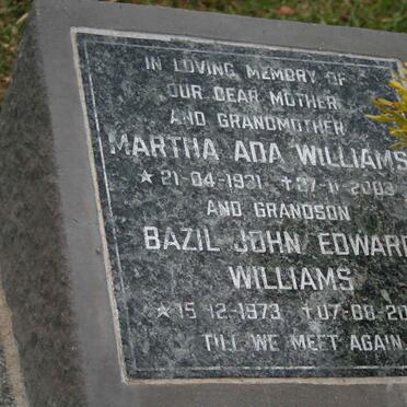 WILLIAMS Martha Ada 1931-2003 :: WILLIAMS Bazil John Edward 1973-2005
