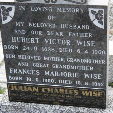 WISE Hubert Victor 1888-1966 &amp; Frances Marjorie 1900-1995 :: WISE Julian Charles 1938-2009