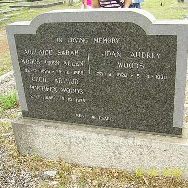 WOODS Cecil Arthur Pontifex 1885-1975 &amp; Adelaide Susan ALLEN 1896-1969 :: WOODS Joan Audrey 1928-1930