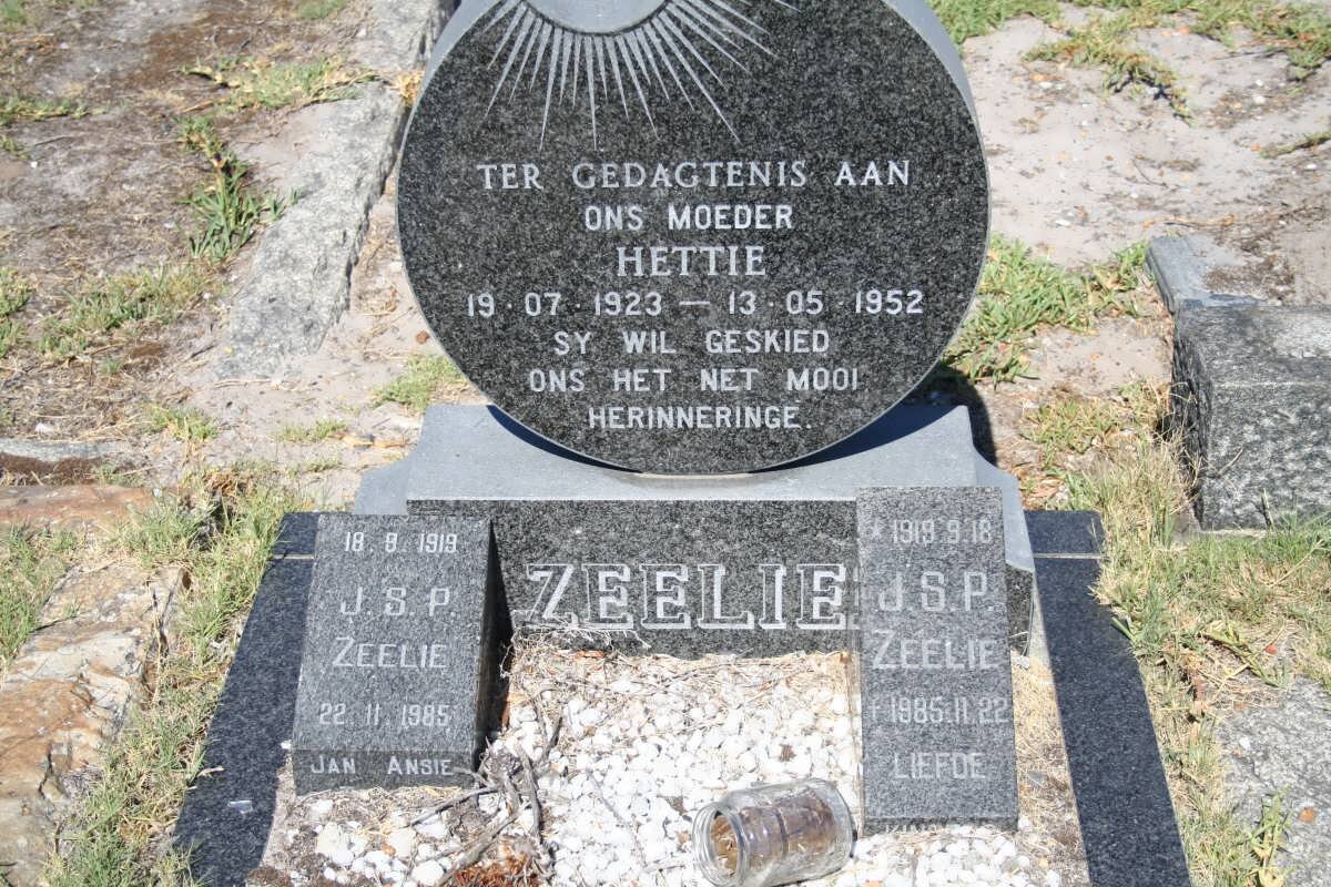 ZEELIE J.S.P. 1919-1985 &amp; Hettie 1923-1952