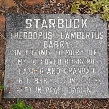 STARBUCK Theodorus Lambertus 1938-1997