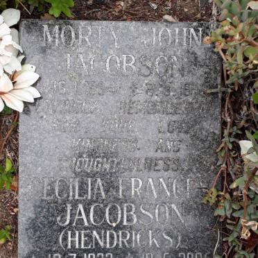 JACOBSON Morty John 1934-1994 &amp; Cecilia Frances HENDRICKS 1933-2005