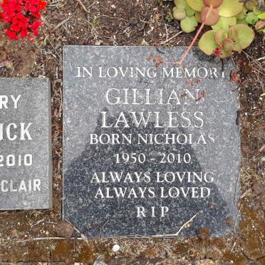 LAWLESS Gillian nee NICHOLAS 1950-2010