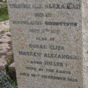 ALEXANDER William R.J. -1917 &amp; Susan Eliza Maskew MILLER -1936