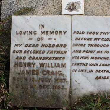 CRAIG Henry William James 1867-1953