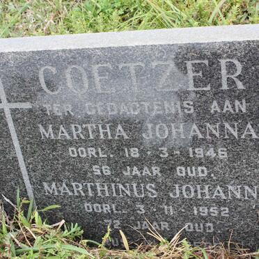 COETZER Marthinus Johannes -1952 &amp; Martha Johanna -1946