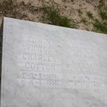 COTTON Edwin Victor Charles 1896-1955 &amp; Esther Maria KALLIS 1903-1982