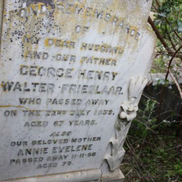 FRIESLAAR George Henry  Walter -1939 &amp; Annie Evelene -1956