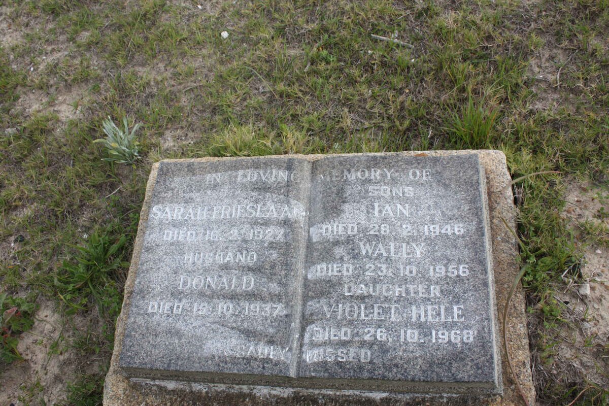 FRIESLAAR Donald -1937 &amp; Sarah -1927 :: FRIESLAAR Ian -1946 :: FRIESLAAR  Wally -1956 :: FRIESLAAR Violet Hele -1968