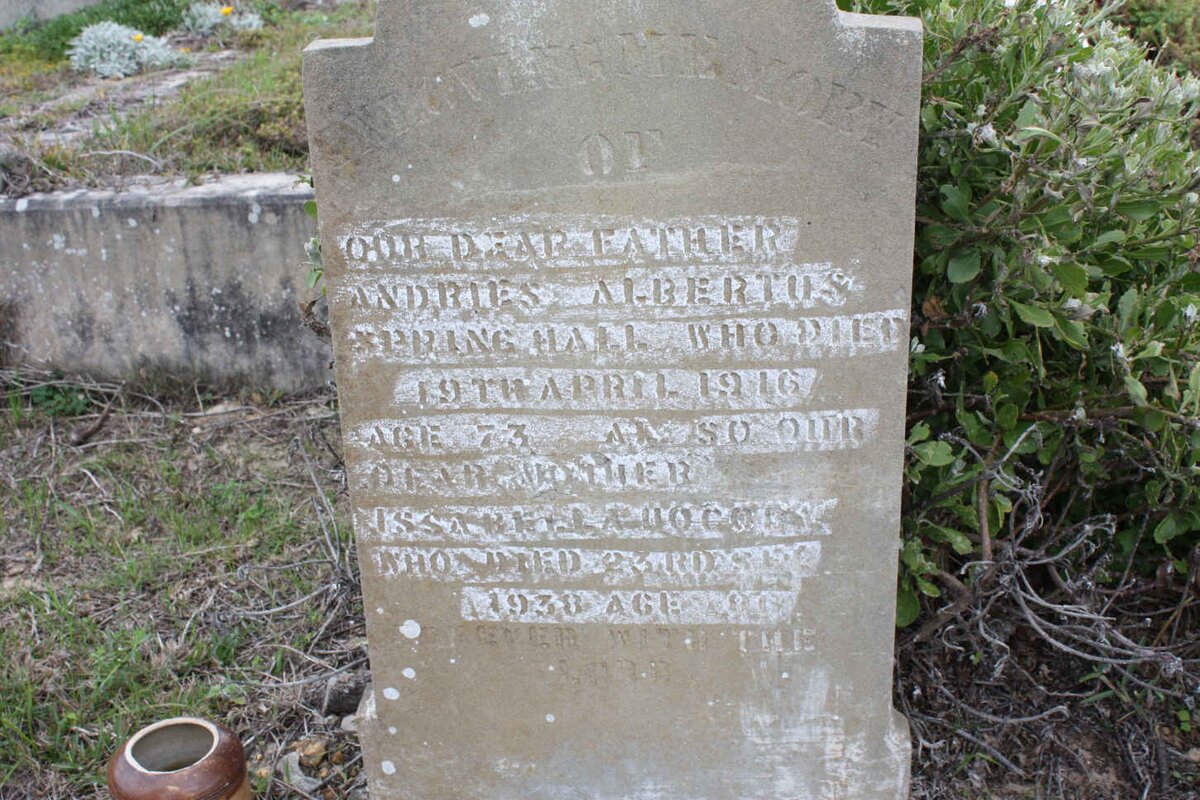 HALL Andries Albertus Spring -1916 &amp; Issabella ?UOCOR -1938