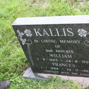 KALLIS William 1883-1958 &amp; Frances 1884-1960