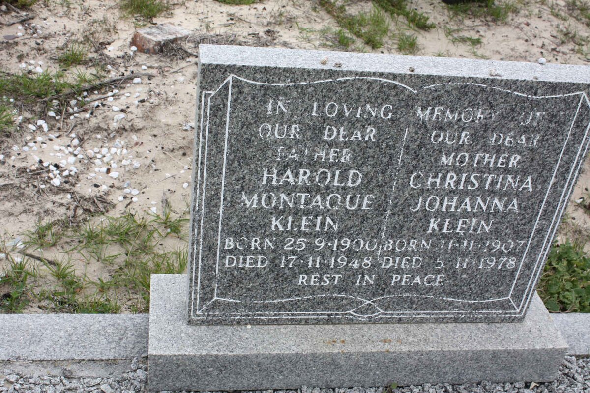 KLEIN Harold Montague 1900-1948 &amp; Christina Johanna 1907-1978