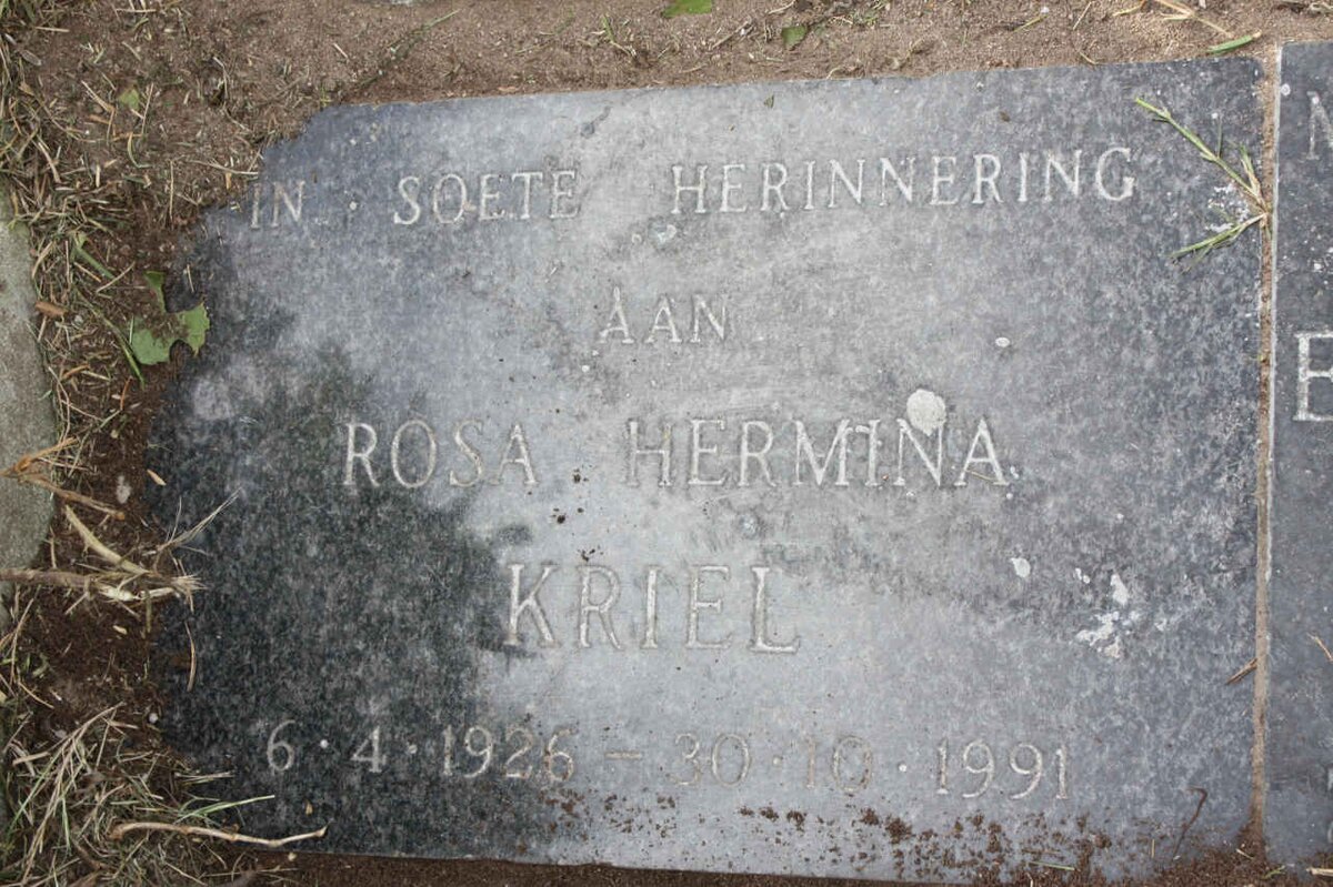 KRIEL Rosa Hermina 1926-1991
