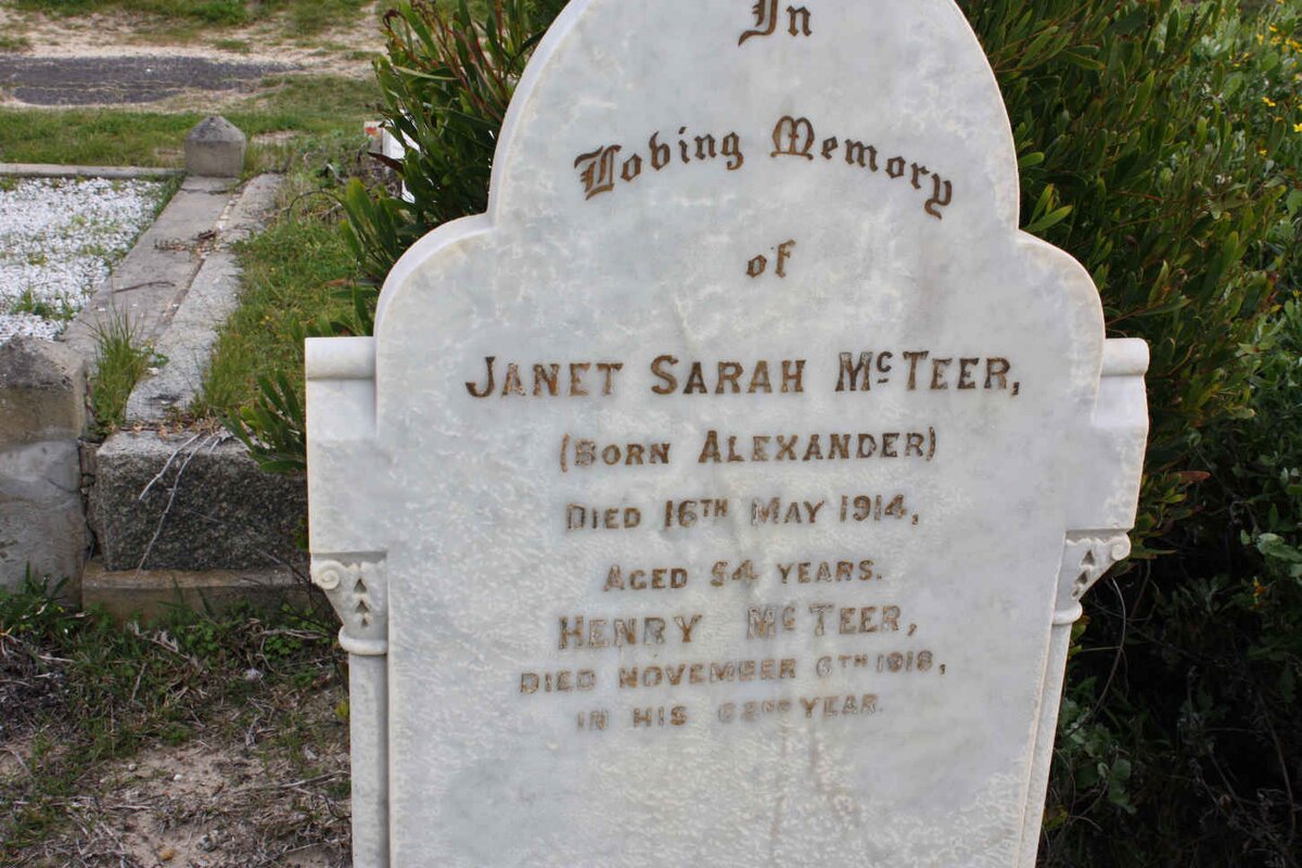 McTEER Henry -1918 &amp; Janet Sarah ALEXANDER -1914