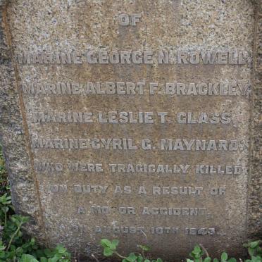 ROWELL George N -1943 :: BRACKLEY Albert F. -1943 :: GLASS Leslie T. -1943 :: MAYNARD Cyril G. -1943