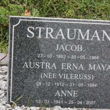 STRAUMAN Jacob 1892-1964 &amp; Austa Erna Maya VILERUSS 1912-1994 :: STRAUMAN Anne 1941-2007