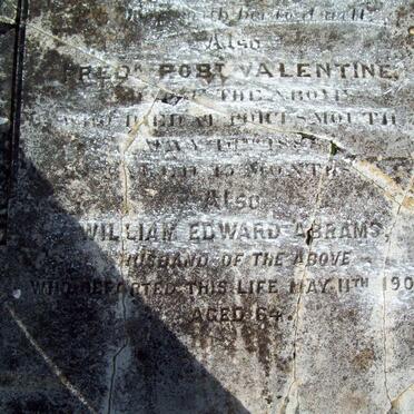 ABRAMS Frederik Robert Valentine -188? :: ABRAMS William Edward -1909