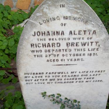 BREWITT Johanna Aletta -1891