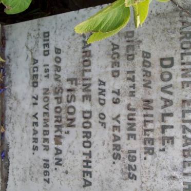 DOVALLE Caroline Elizabeth nee MILLER -1925 :: FISON Caroline Dorothea nee SPORKMAN -1867
