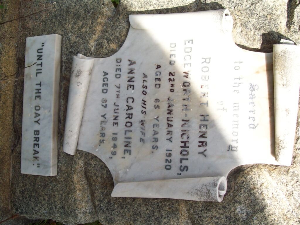 EDGEWORTH-NICHOLS Robert Henry -1920 &amp; Anne Caroline -1949