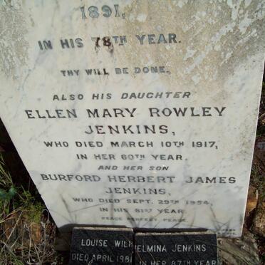 JENKINS Ellen Mary Rowley -1917 :: JENKINS Burford Herbert James -1954
