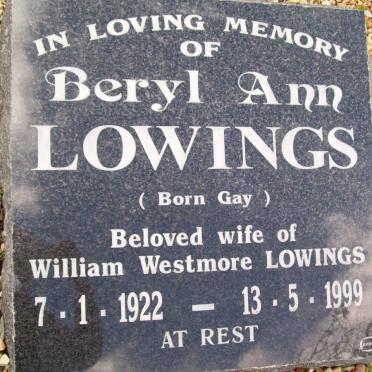 LOWINGS Beryl Anne 1922-1999
