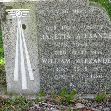 ALEXANDER William 1901-1980 &amp; Janetta 1901-1969