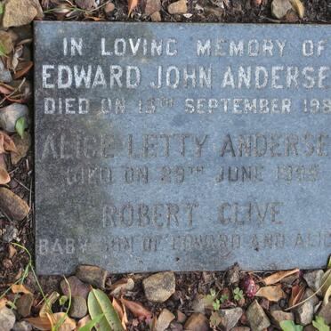 ANDERSEN Edward John -1989 &amp; Alice Letty -1995 :: ANDERSEN Robert Clive