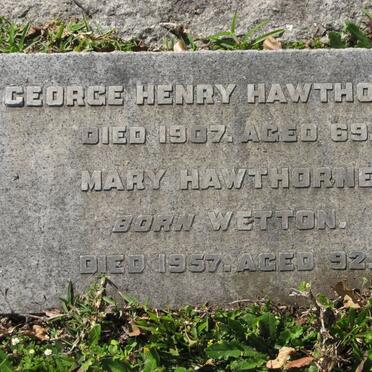HAWTHORNE George Henry -1907 &amp; Mary WETTON -1957