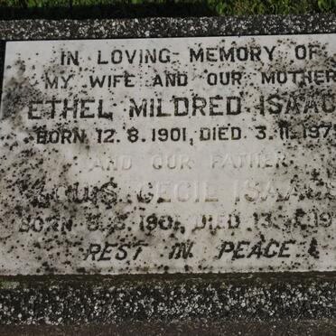 ISAACS Louis Cecil 1901-1996 &amp; Ethel Mildred 1901-1979