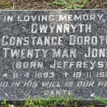 JONES Gwynnyth Constance Dorothy, TWENTYMAN nee JEFFREYS 1893-1983