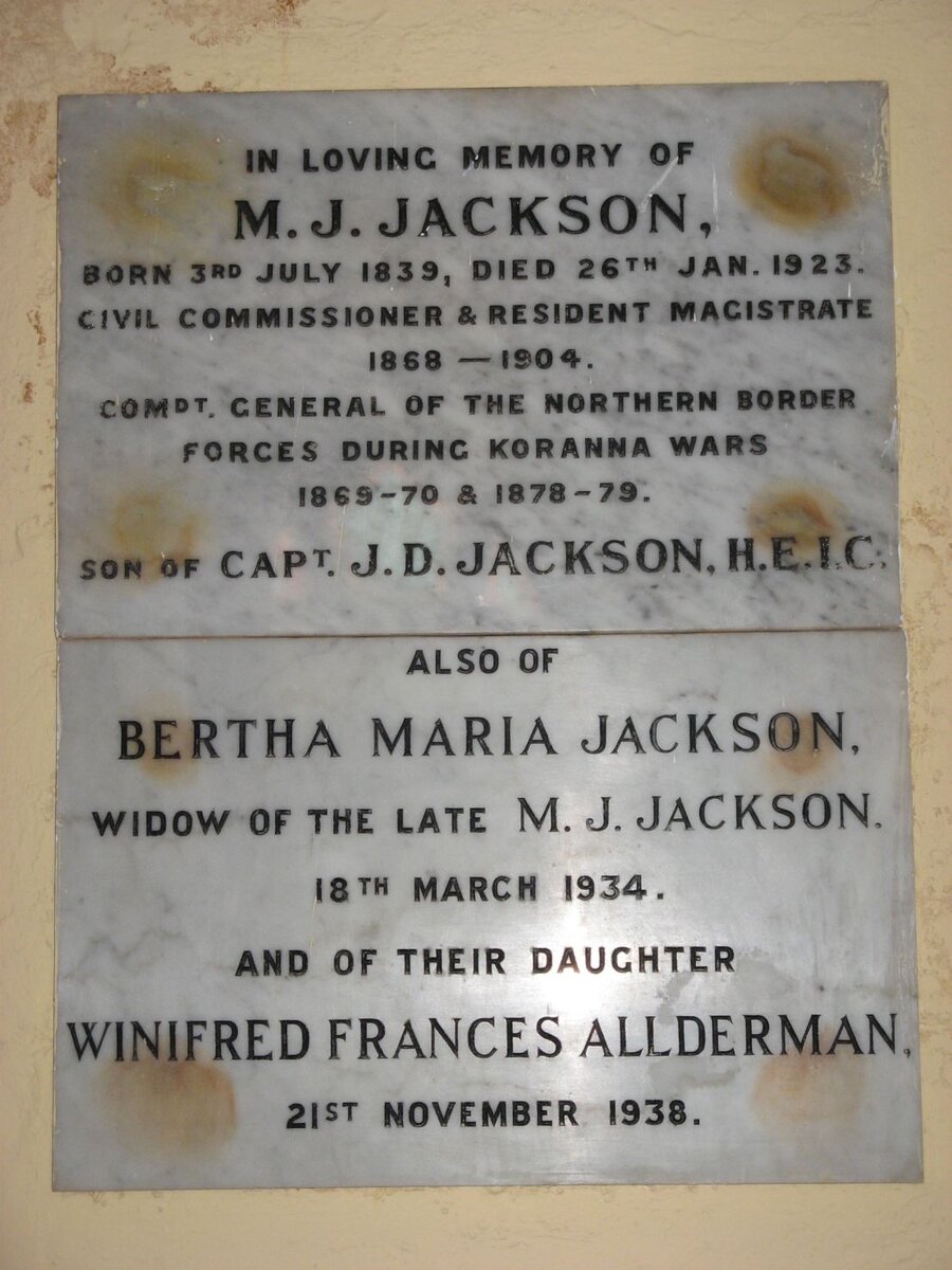 JACKSON M.J. 1839-1923 &amp; Bertha Maria -1934 :: ALLDERMAN Winifred Frances  -1938