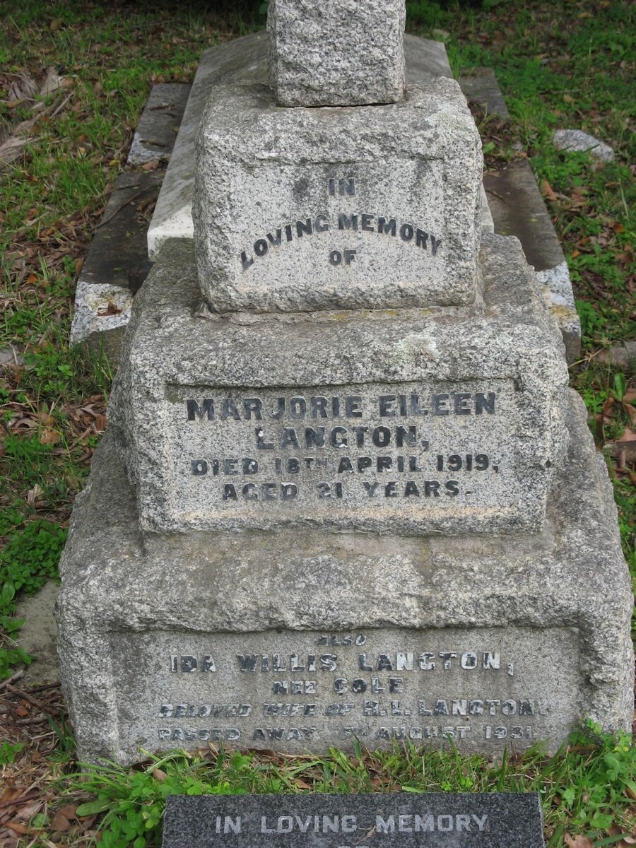 LANGTON Ida Willis nee COLE -1931 :: LANGTON Marjorie Eileen -1919