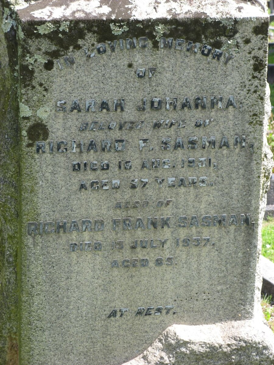 SASMAN Richard Frank -1937 &amp; Sarah Johanna -1931