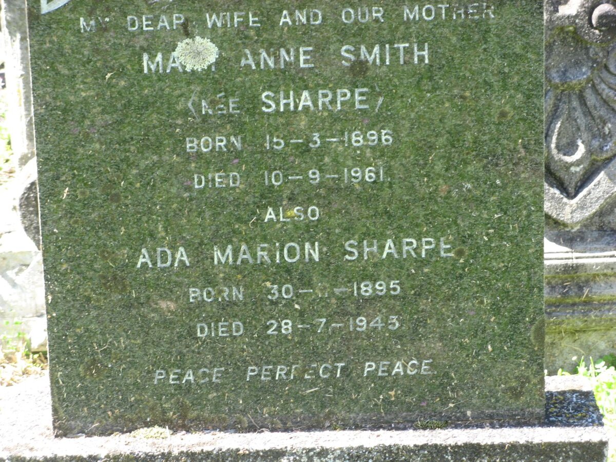 SHARP Ada Marion 1895-1943 :: SMITH Mary Anne nee SHARPE 1896-1961