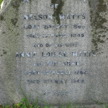 WATTS Nelson 1868-1945 &amp; Annie Louise FITZJOHN 1864-1949