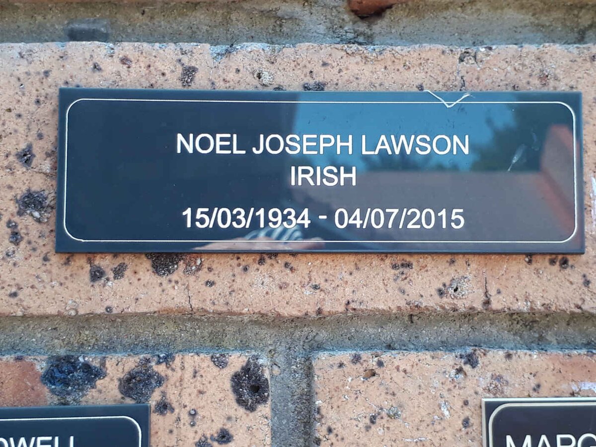 IRISH Noel Joseph Lawson 1934-2015