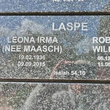 LASPE Robert William 1938-2017 &amp; Leona Irma MAASCH 1936-2015