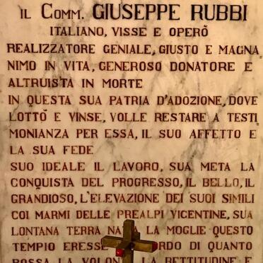 4. Memorial to Giuseppe RUBBI who dedicated his life to altruism, faith and good works.