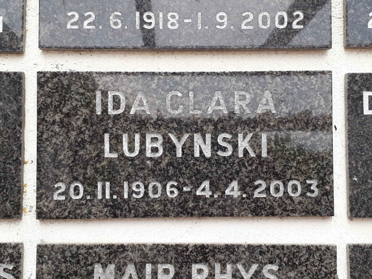 LUBYNSKI Ida Clara 1906-2003