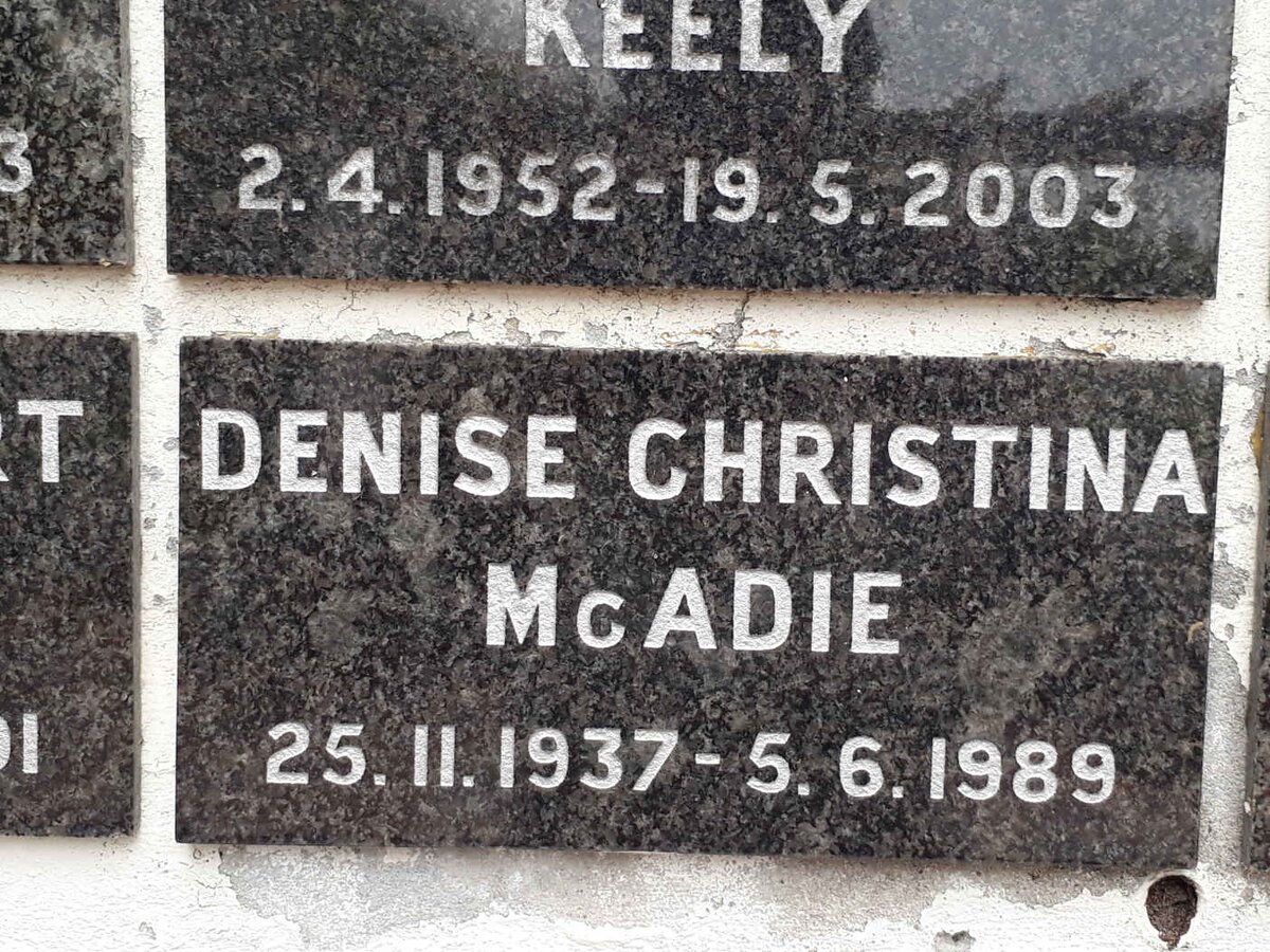 McADIE Denise Christina 1937-1989