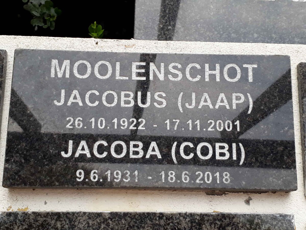 MOOLENSCHOT Jacobus 1922-2001 &amp; Jacoba 1931-2018
