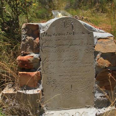 RENSBURG Magdalena, J.v. nee SNYMAN 1854-1895 :: VAN RENSBURG Johannes Jacobus 1897-1899 