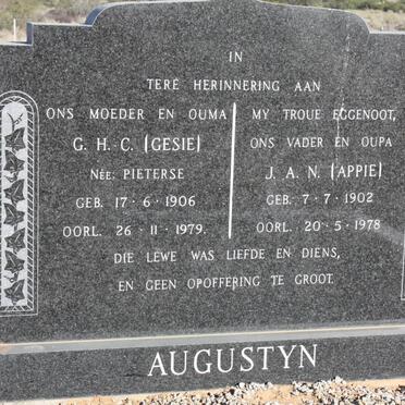 AUGUSTYN J.A.N. 1902-1978 &amp; G.H.C. 1906-1979