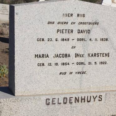 GELDENHUYS Pieter David 1849-1938 &amp; Maria Jacoba KARSTEN 1854-1922