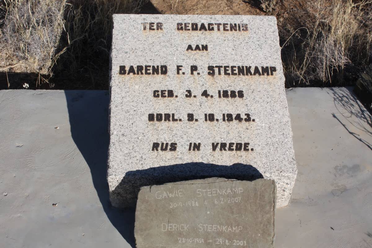 STEENKAMP Barend F.P. 1886-1943 :: STEENKAMP Gawie 1934-2007 :: STEENKAMP Derick 1959-2007